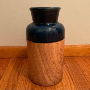 Ashland Blue and Wood Ceramic Vase